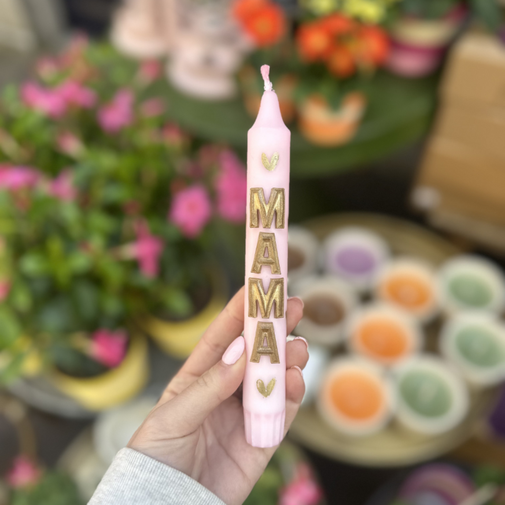 Kaars met tekst - Mama - Roze/goud