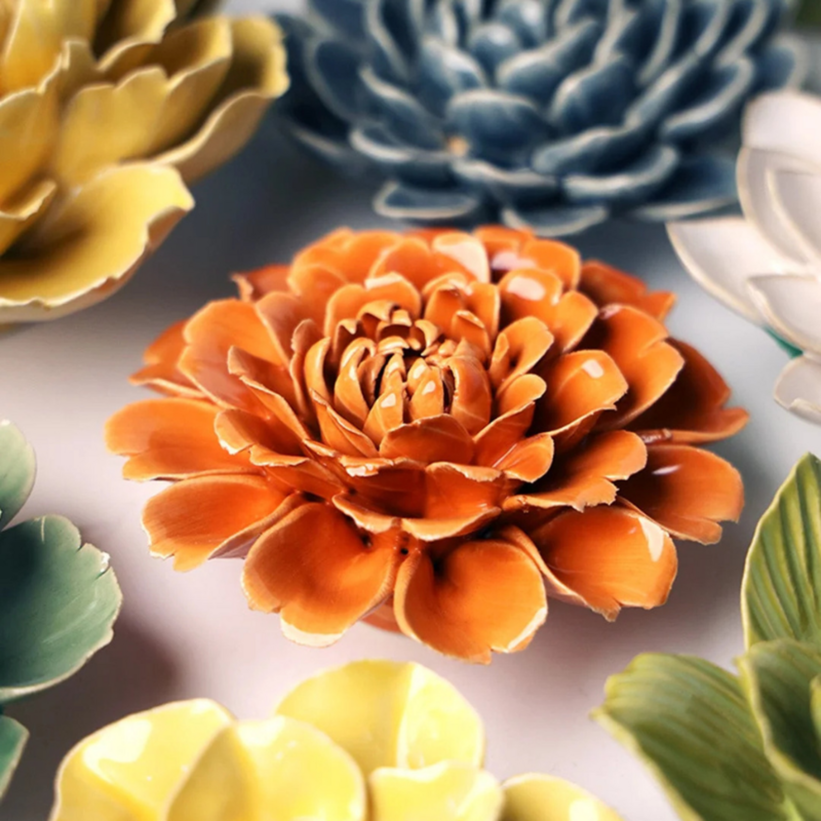 Keramieken bloem - Marigold - Oranje