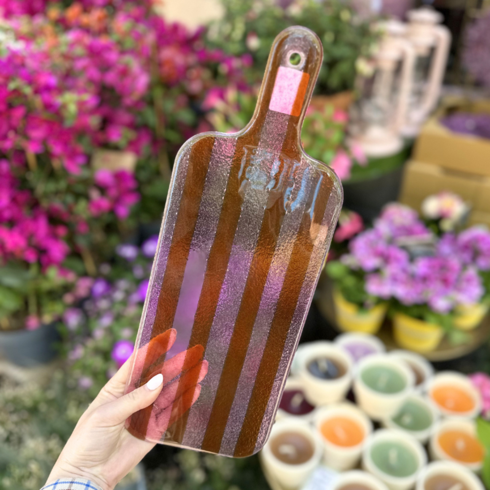 Borrelplank - Glas - Oranje/roze - S