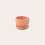Geglazuurde pot met schotel - Suzy - zacht roze