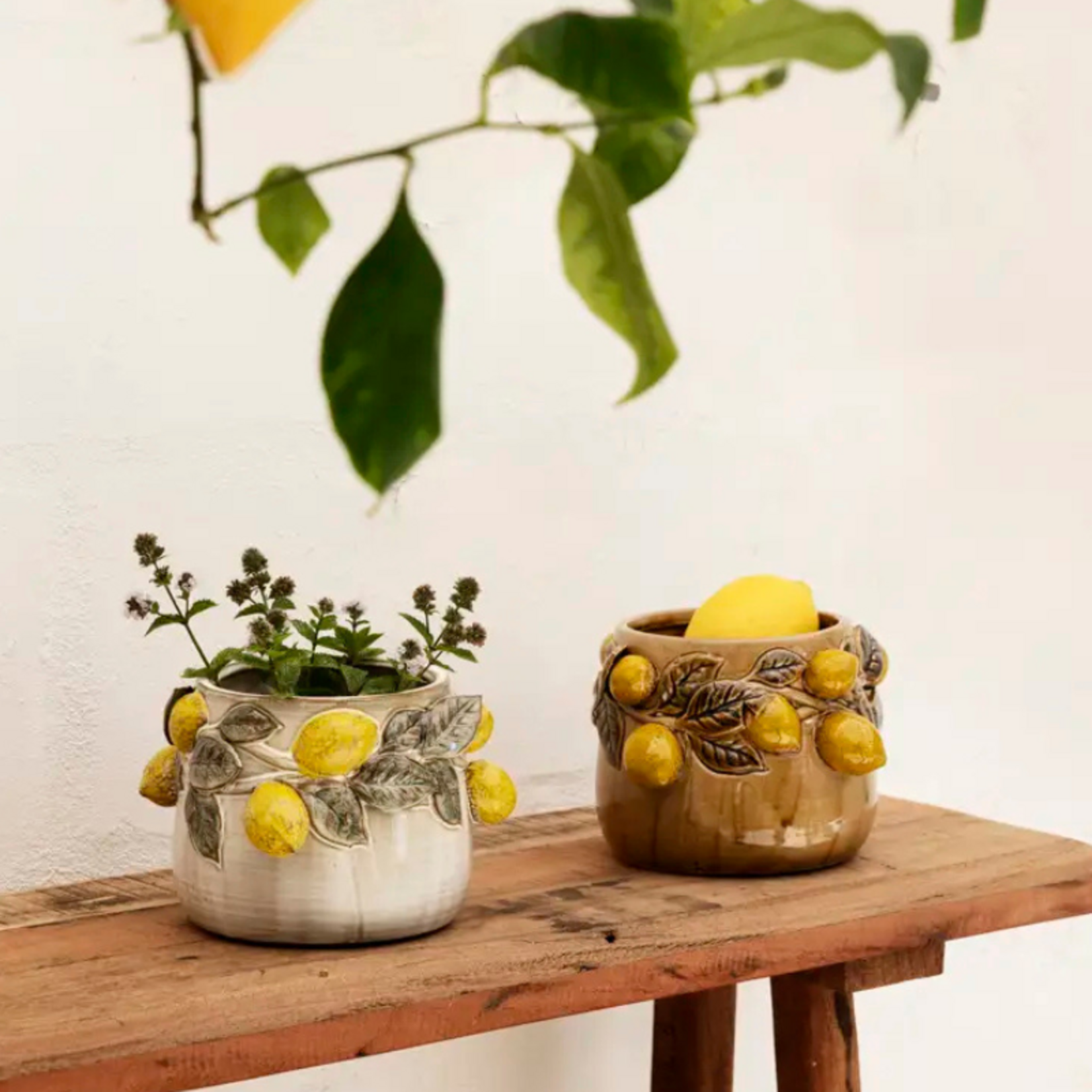 Pot - Flower - Geel/bruin