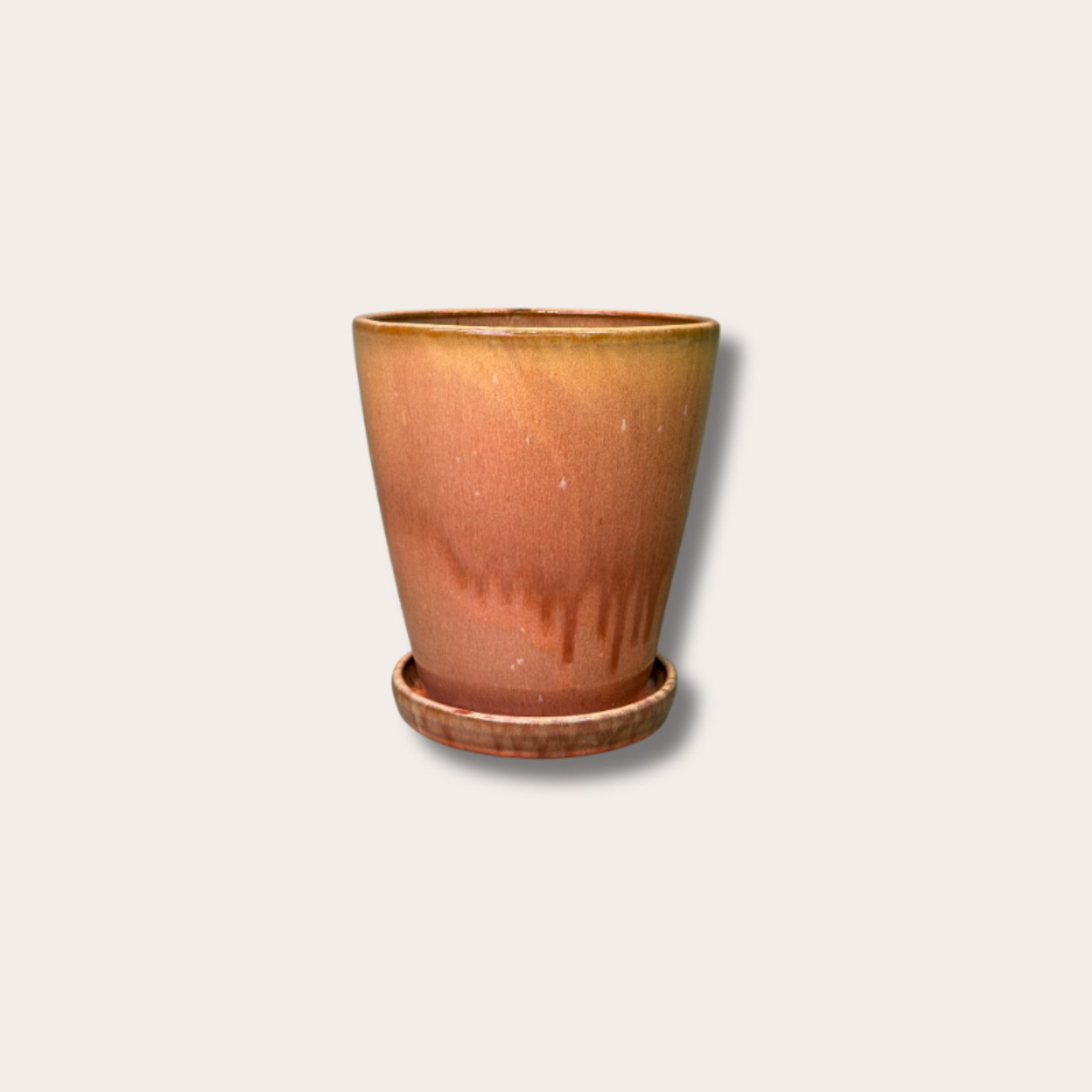 Geglazuurde pot met schotel - Abby - Terracotta