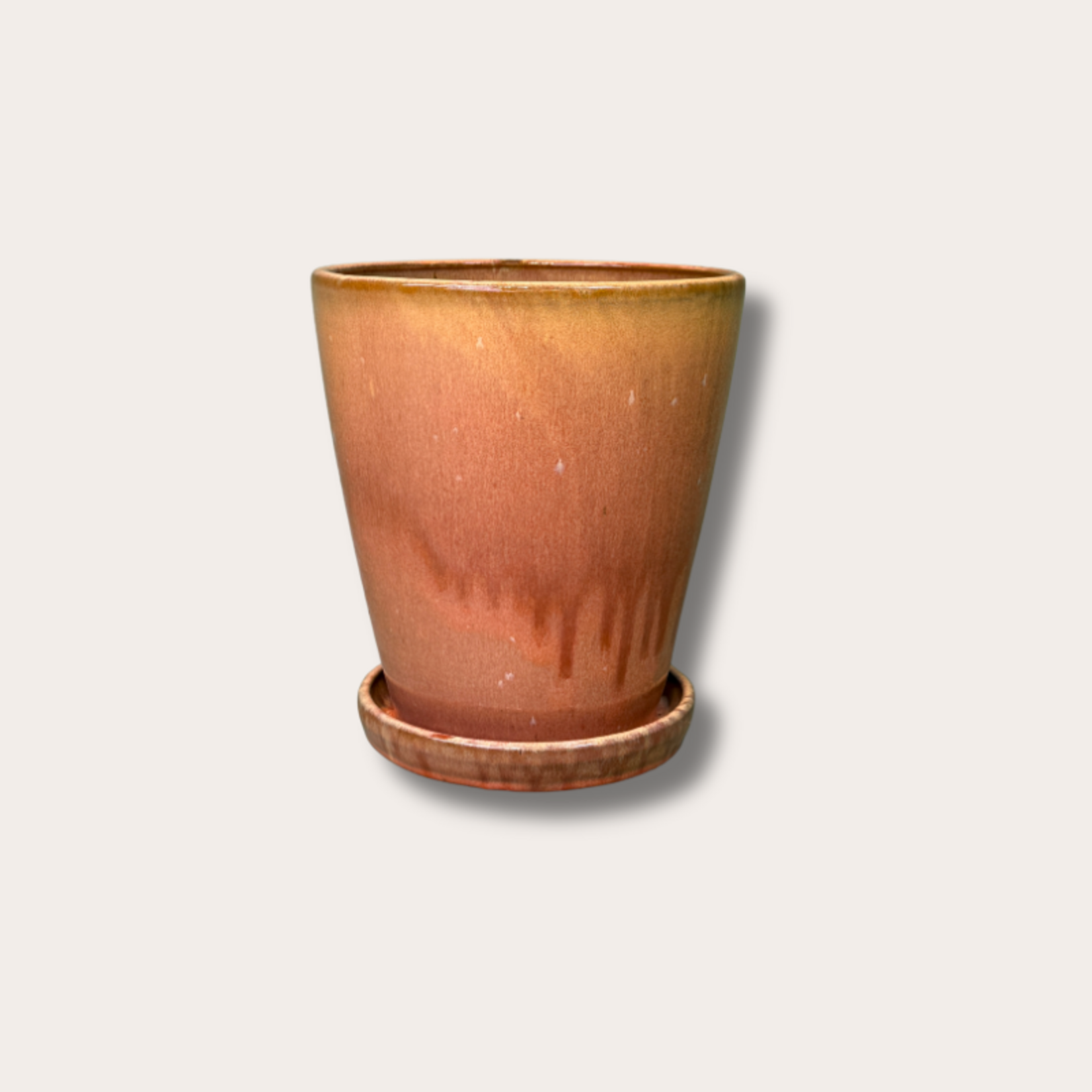 Geglazuurde pot met schotel - Abby - Terracotta
