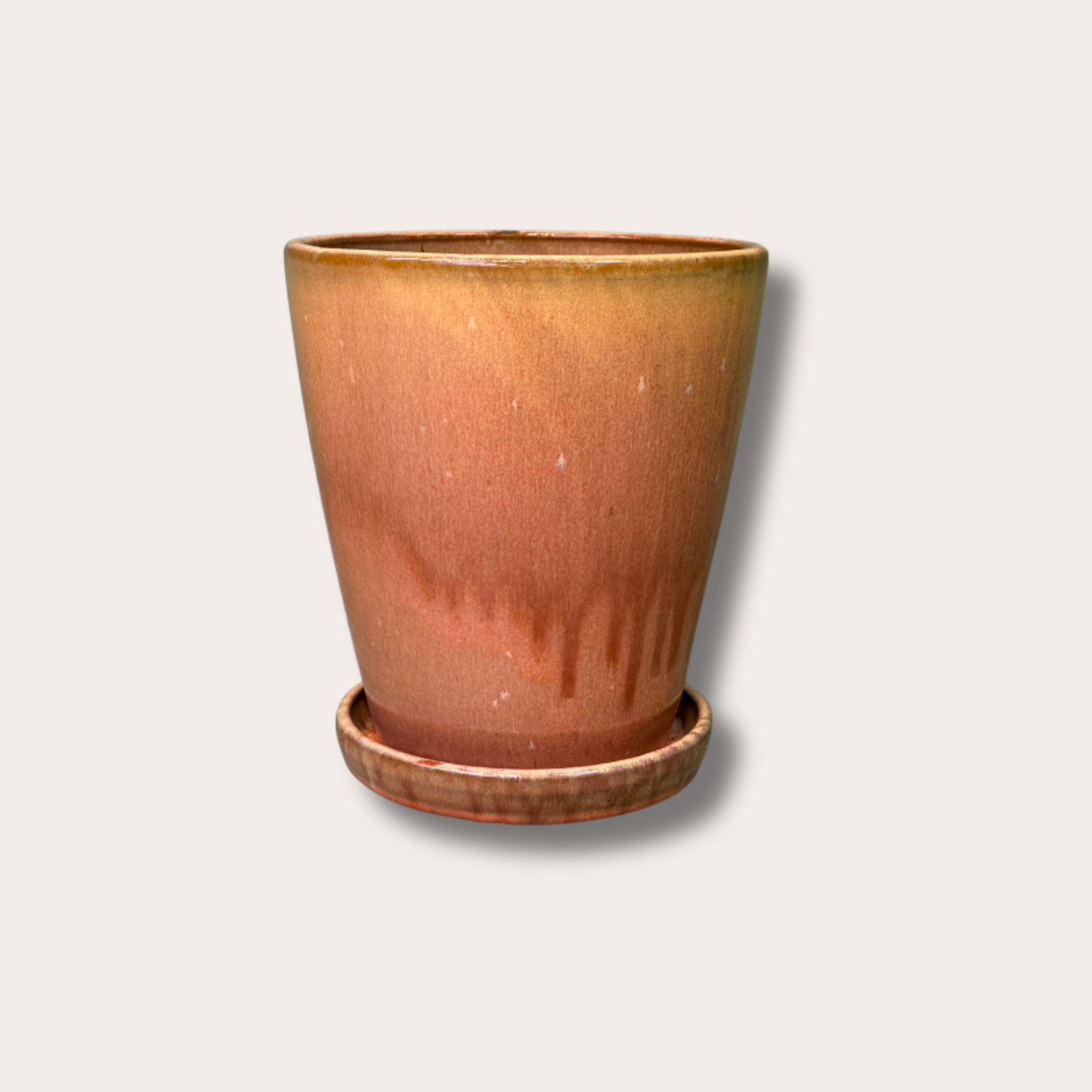 Geglazuurde pot met schotel - Abby - Terracotta