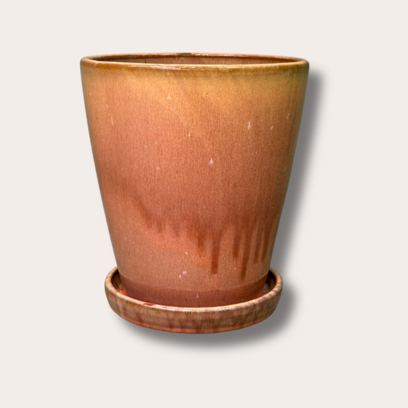 Geglazuurde pot met schotel - Abby - Terracotta