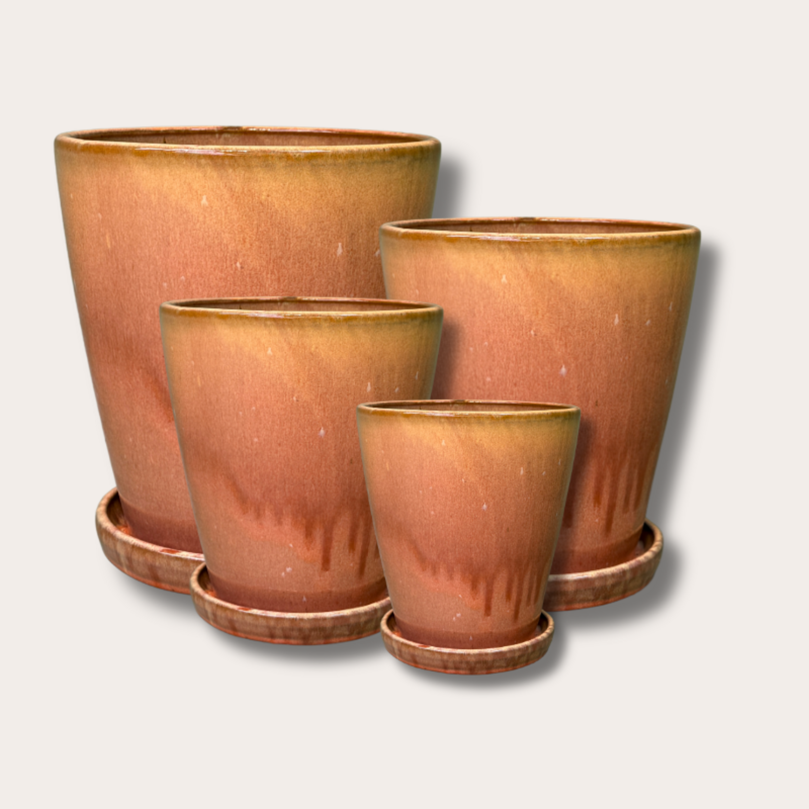 Geglazuurde pot met schotel - Abby - Terracotta