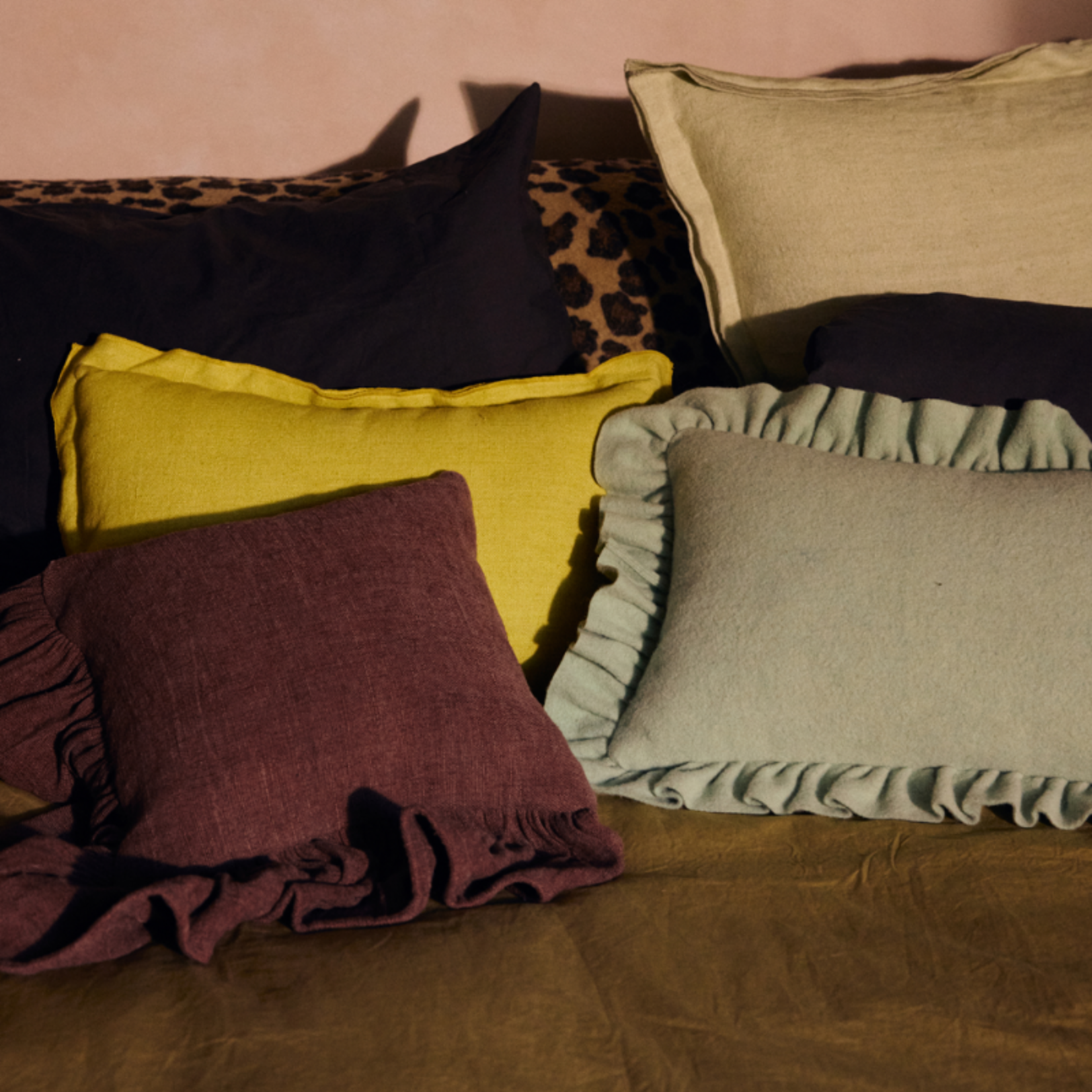 HKliving HKliving - Linen Cushion - Lemongrass