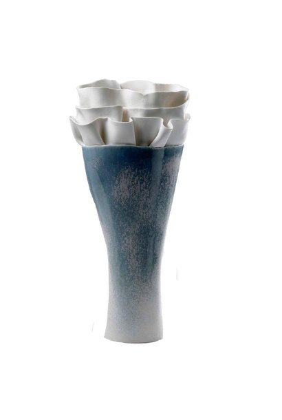 Vase Porcelaine Anthozoa Blanc Bleu 18x16x39cm