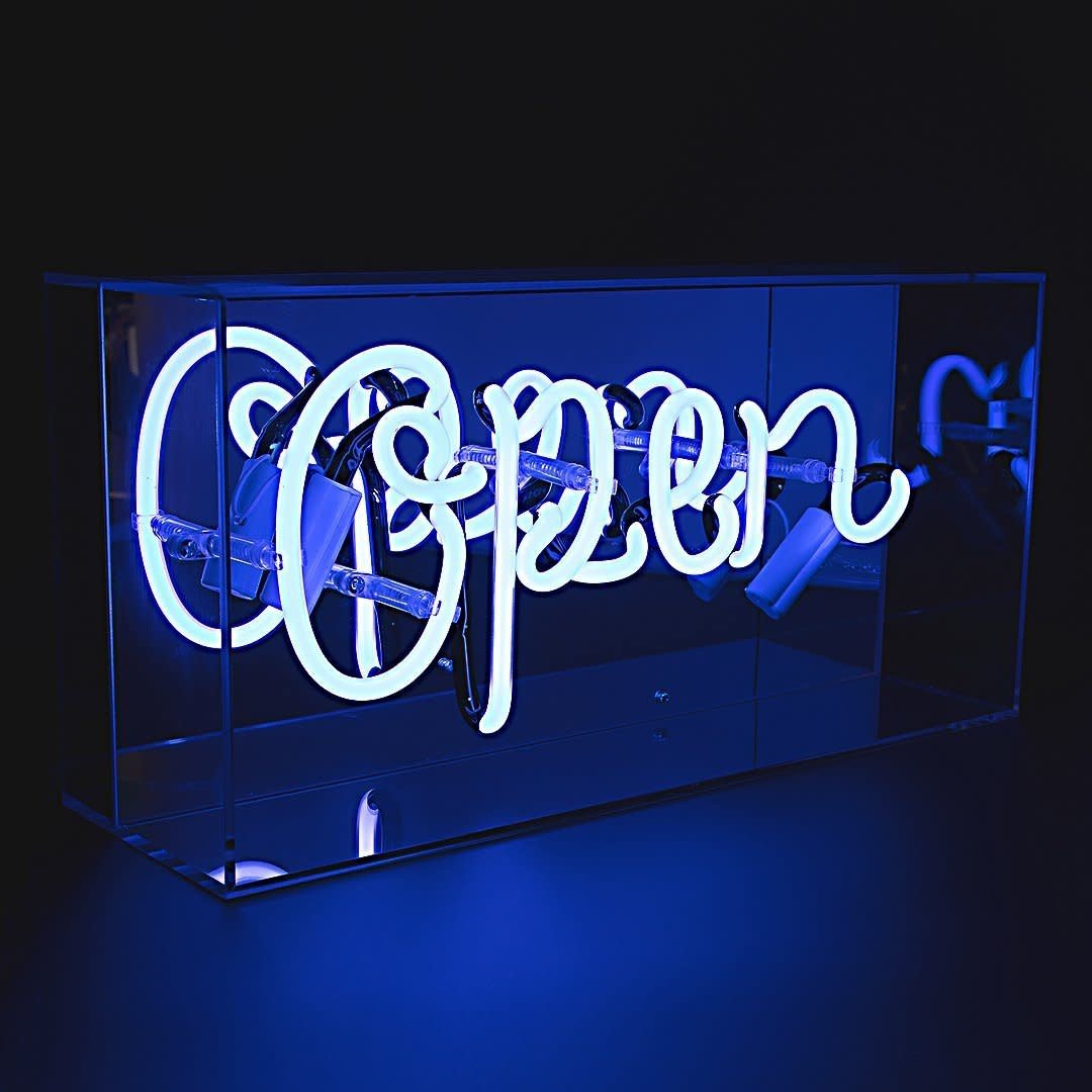 Acrylic Box Neon Light  "Open" Blue-1