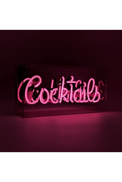 Acrylic Box Neon Light  "Cocktail" Pink