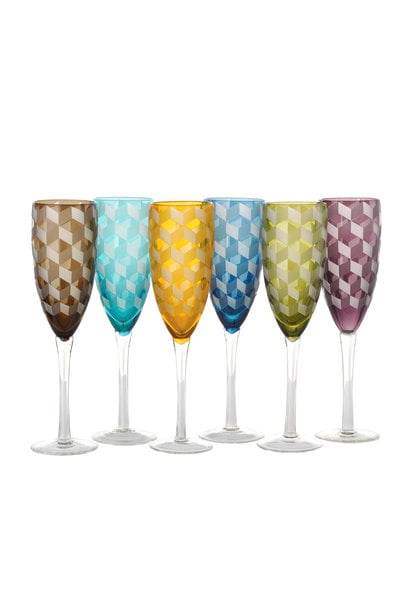 Multicolored Champagne Glasses Set 6pcs