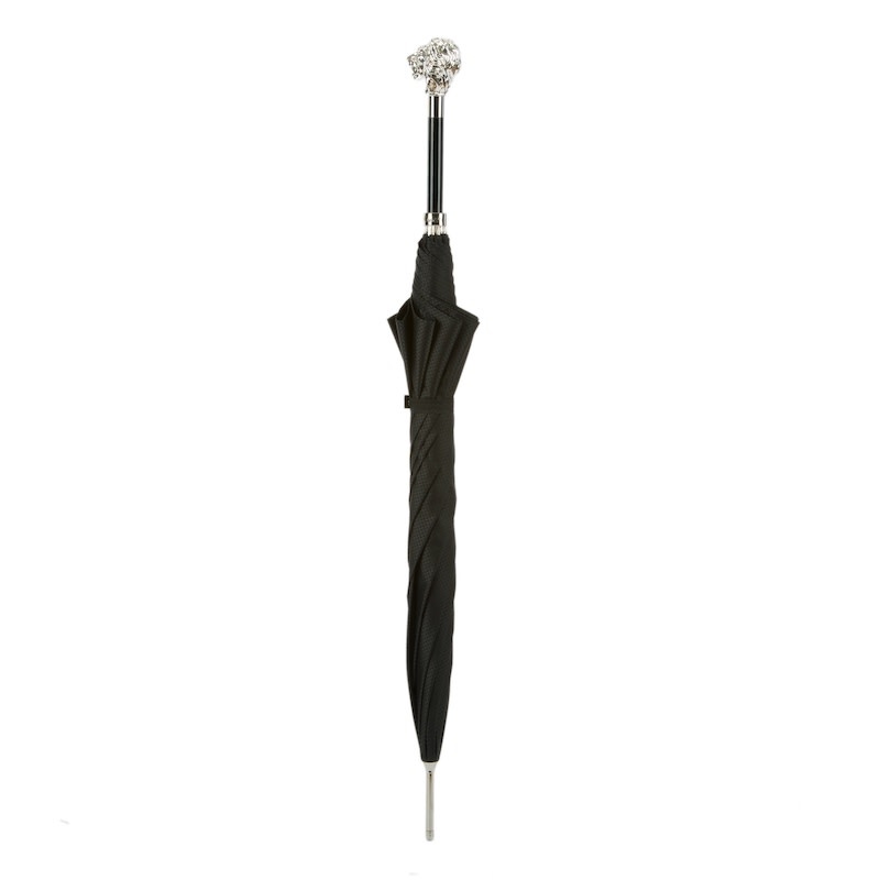 Umbrella Black Silver Lion Handle-2