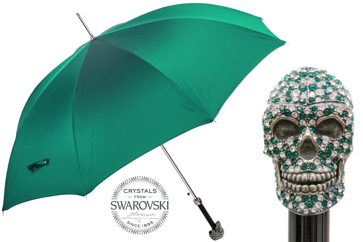 Umbrella Green Skull Handle Swarovski Green-1