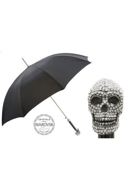 Parapluie Noir avec Poignée Skull Swarovski