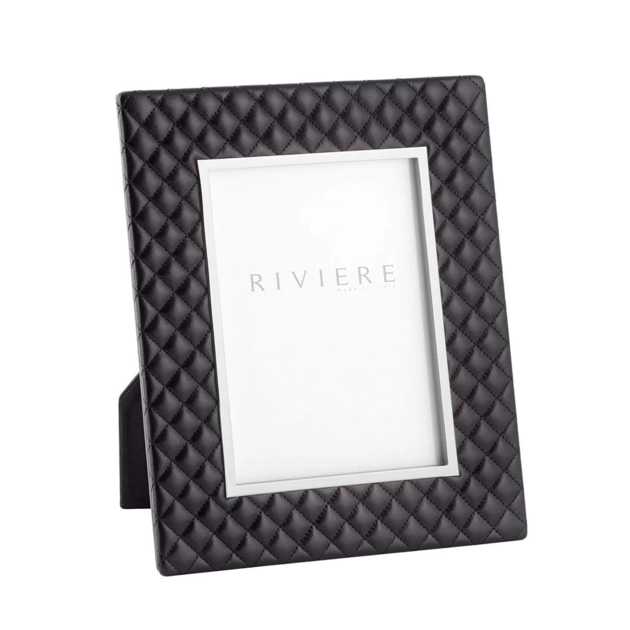 Quilted Leather & Chrome Photo Frame Black Leather Photo 10x15cm-1