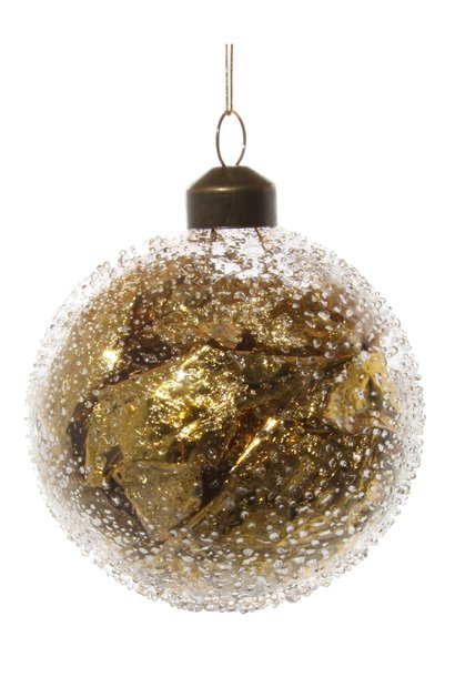 Gold Leaf Glass Christmas Bauble Interior 8cm