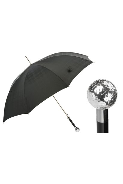 Black Umbrella with Silver Golf Ball Handle