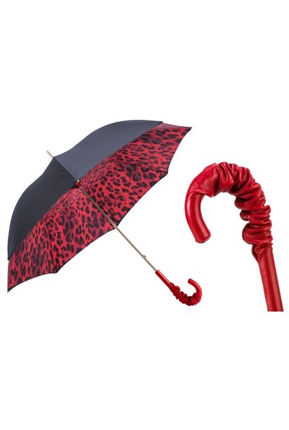 Parapluie Double Face Rouge et Léopard