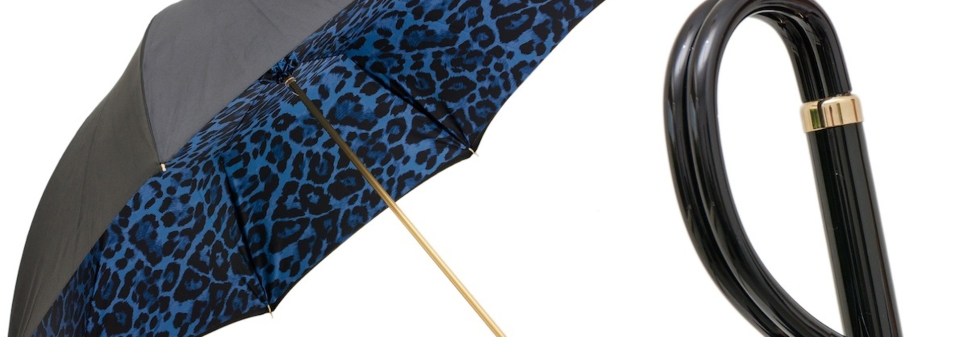Parapluie Noir et Bleu Imprimé Léopard
