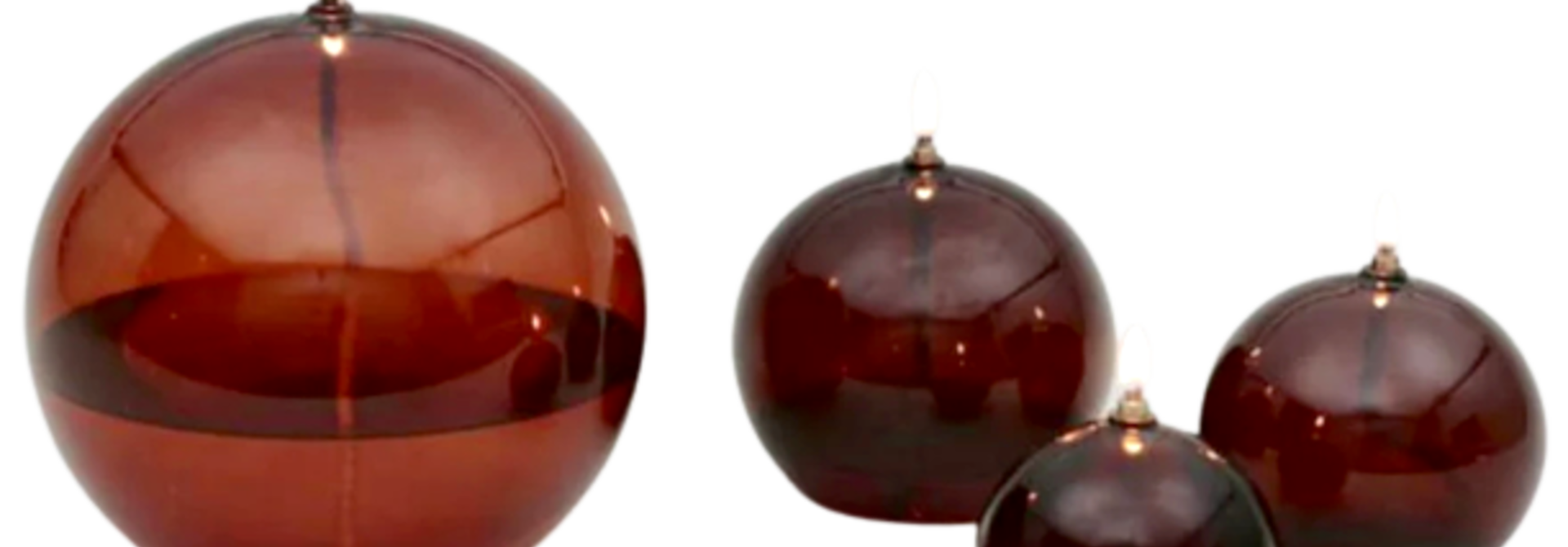 Striated Sphere Oil Lamp Dark Amber XXXL Ø20cm