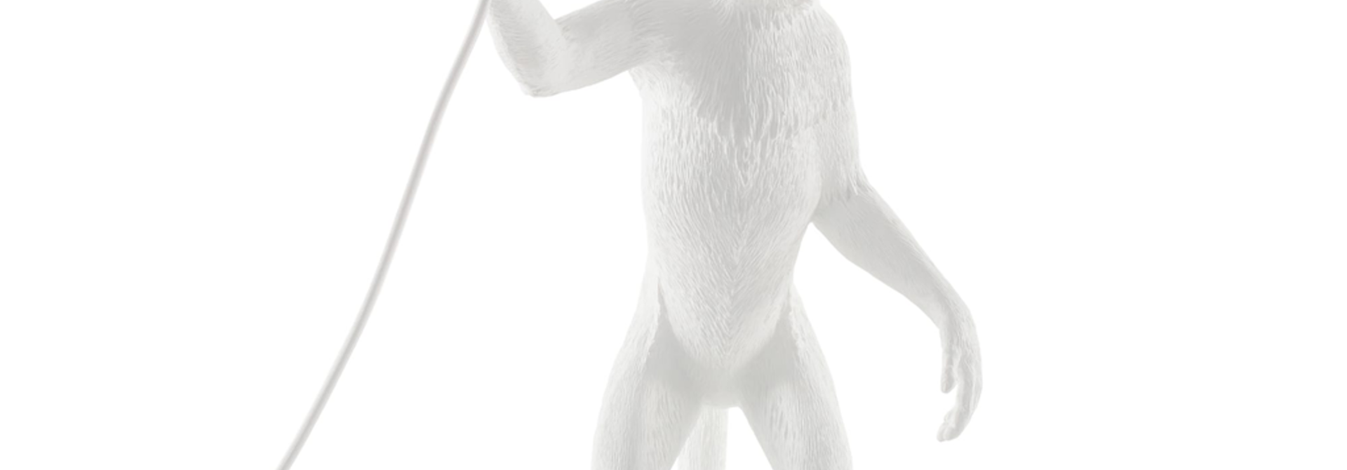 Standing Monkey Lamp White H.54cm