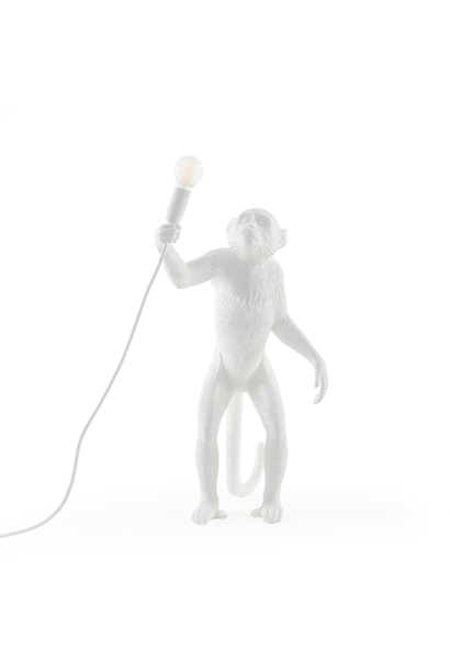 Lampe Singe Debout Blanc H.54cm