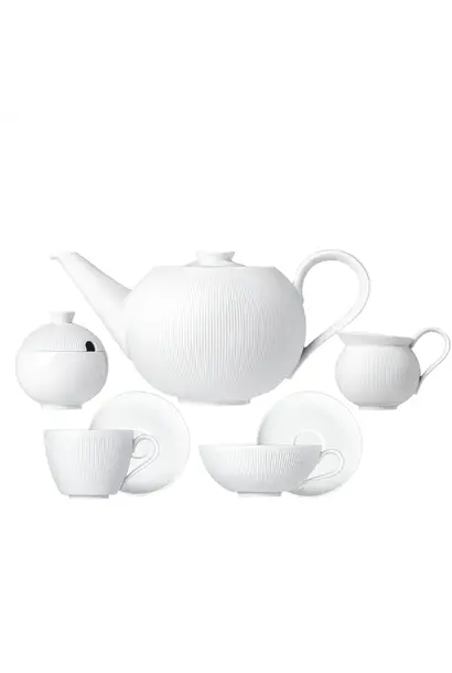 Tea Set 7 Pieces Stella Satin White