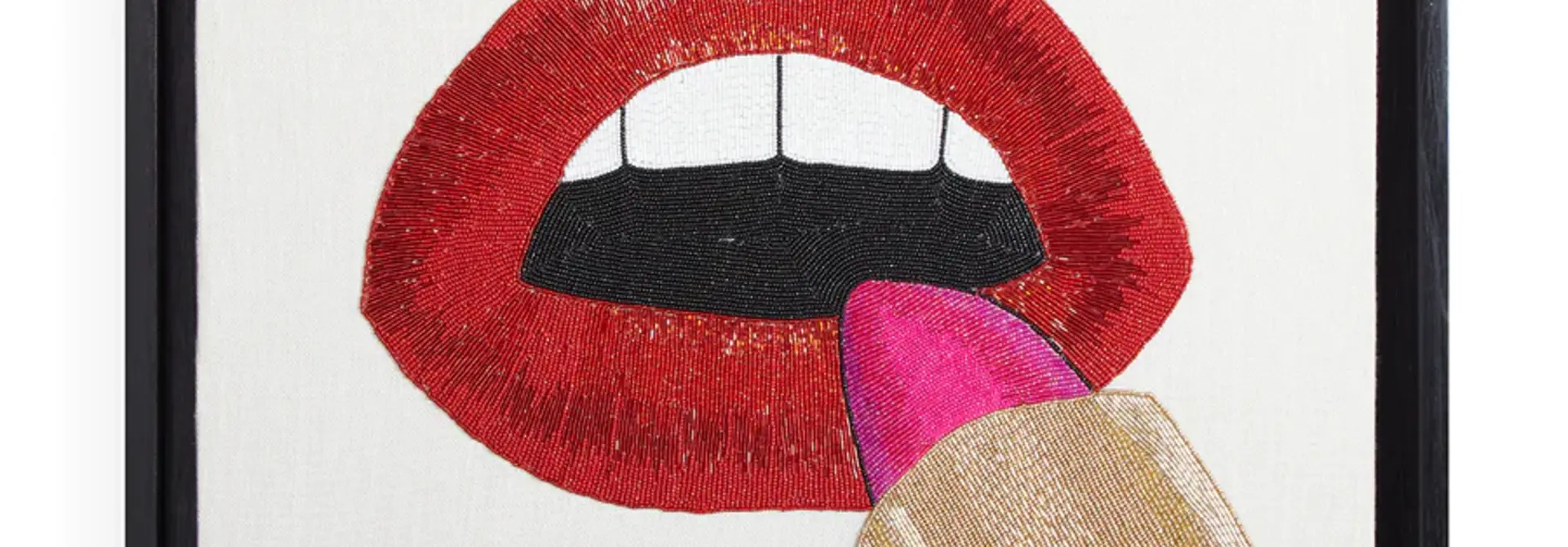 Embroidered “Lipstick” Framed Canvas 61cm