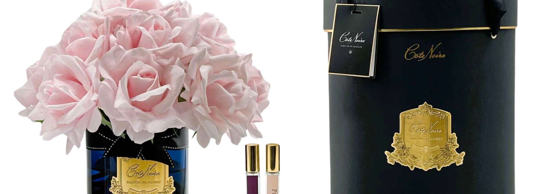 Grand Bouquet Roses French Pink Vase Noir