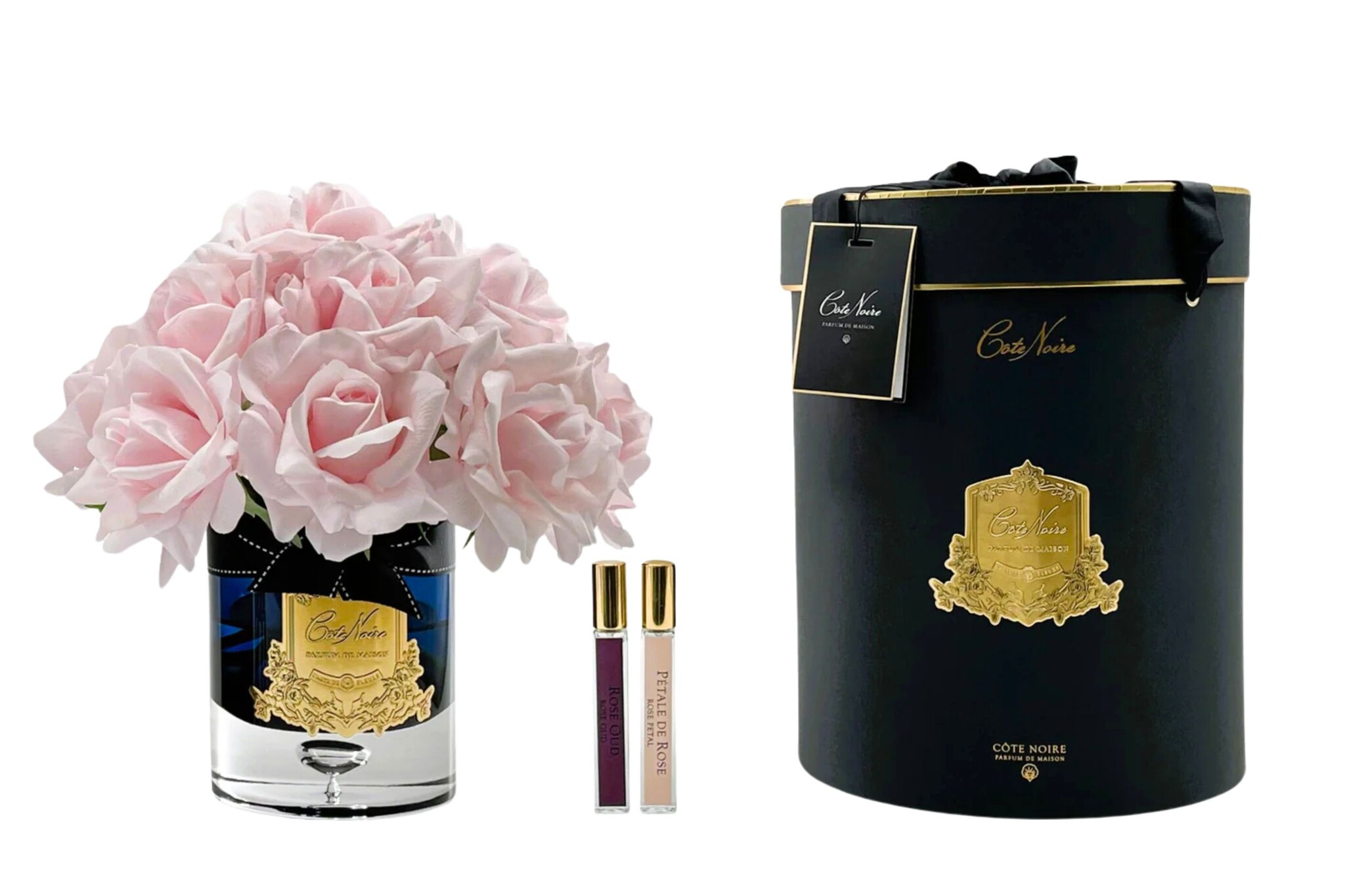 Grand Bouquet Roses French Pink Vase Noir-1