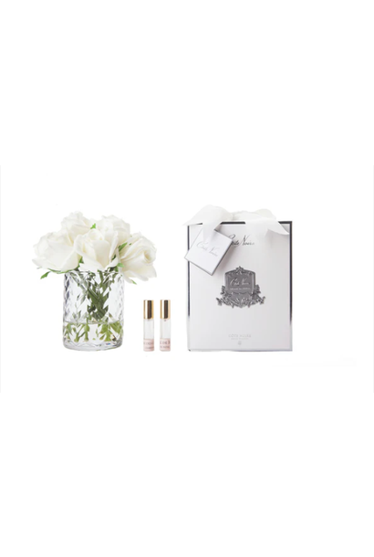 Ivory White Herringbone Bouquet - Clear Vase