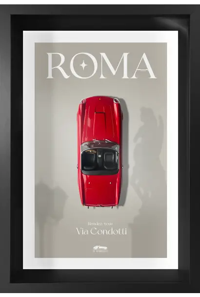 Cadre Roma Via Condotti - 250 Spyder - Cadre Noir 40 × 60 cm