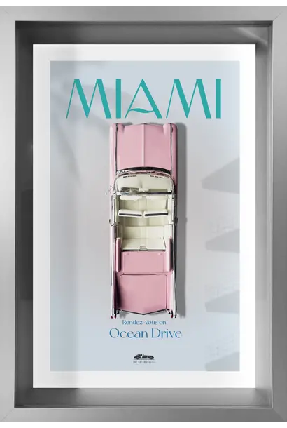 Cadre Miami Ocean Drive - Eldorado - Cadre Argent 40 × 60 cm