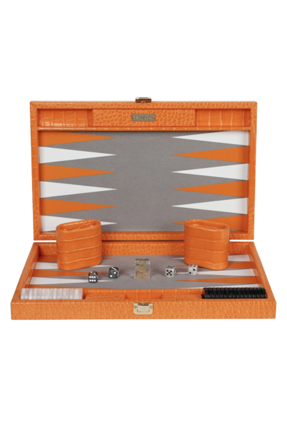 Backgammon Mandarine Embossed Alligator