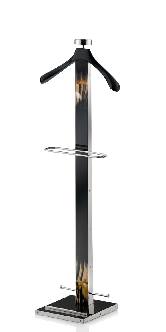 Valet Levanzo en Corne et Bois Laqué Noir-1