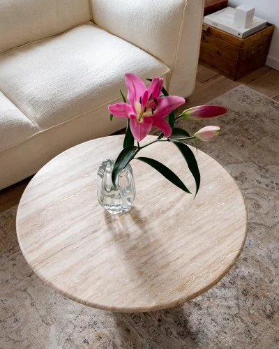 Table Basse Ronde Roma en Travertin Ø60x33cm-3