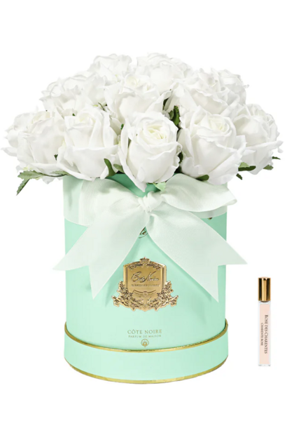 Bouquet Hat Box Roses White