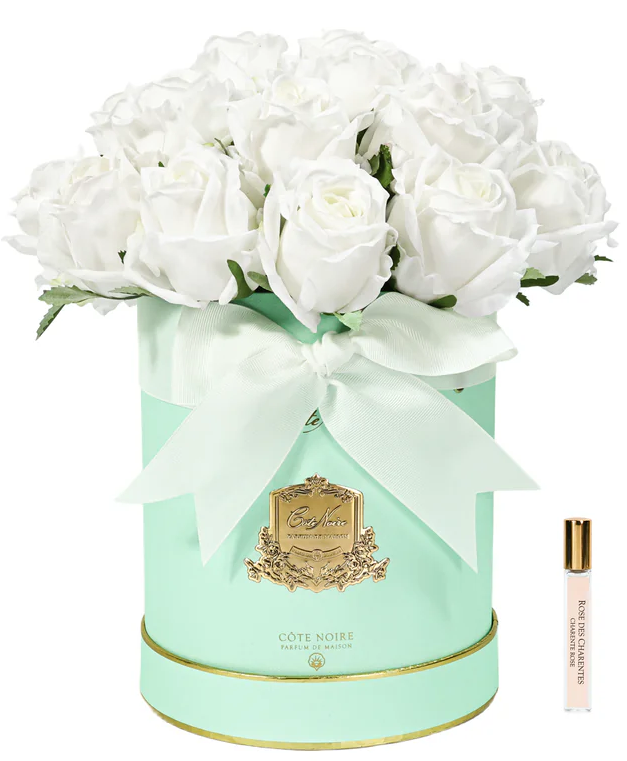 Bouquet Hat Box Roses White-1