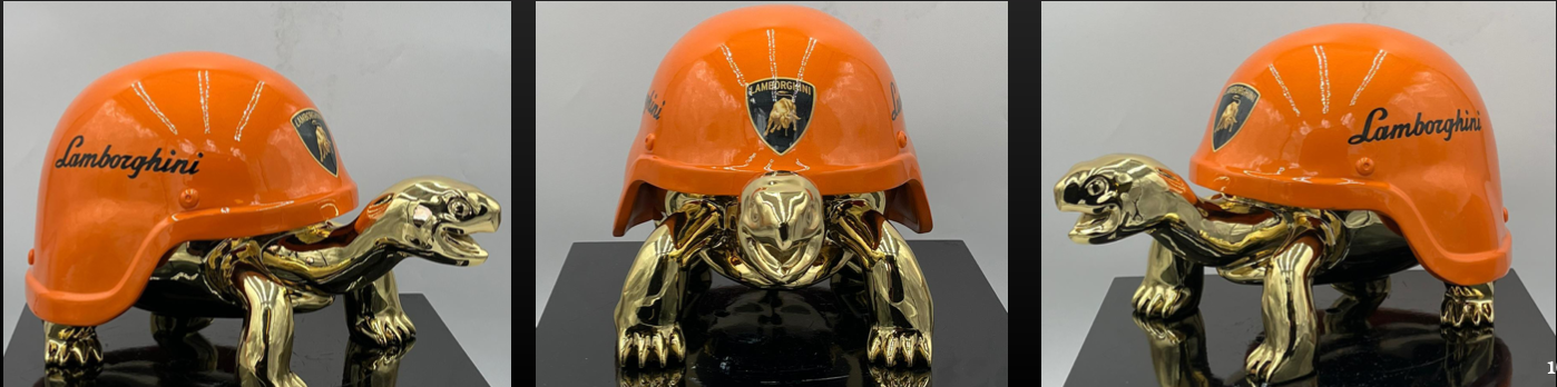 Tortue en résine Lambo Gold 40cm-4