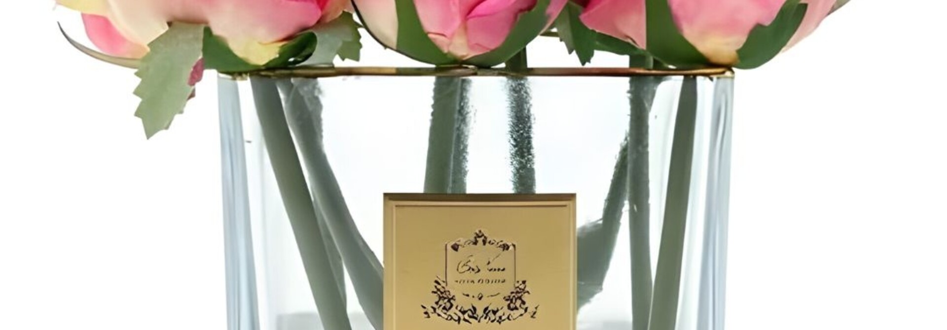 Bouquet 9 Roses Magenta Square Vase Clair