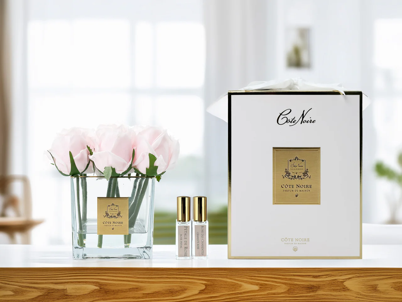 Bouquet 9 Roses French Pink Square Vase Clair-2