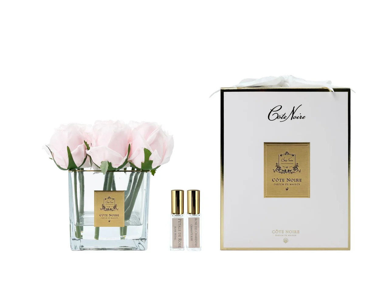 Bouquet 9 Roses French Pink Square Vase Clair-3