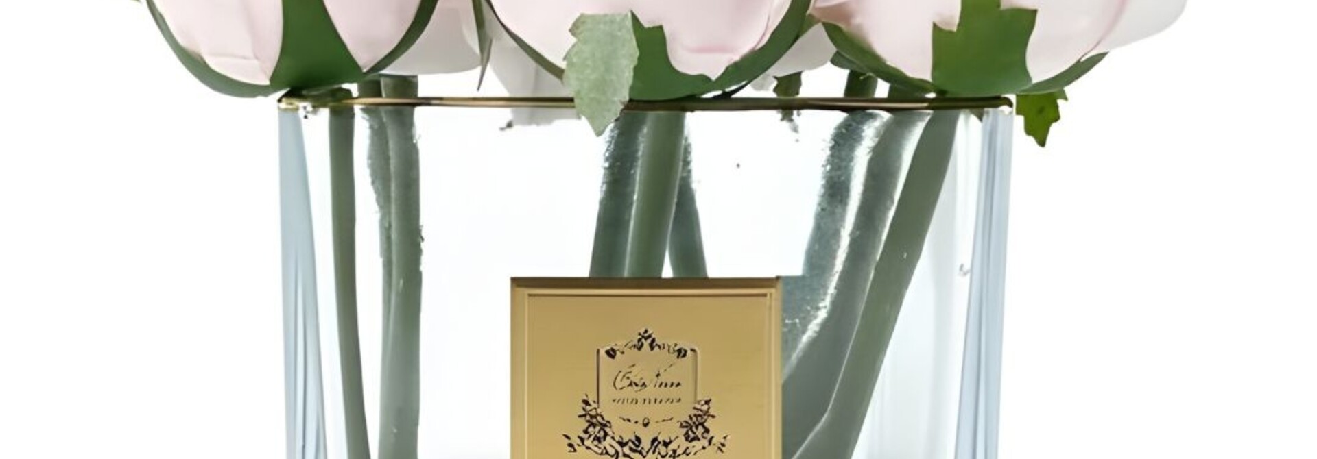 Bouquet 9 Roses French Pink Square Vase Clair