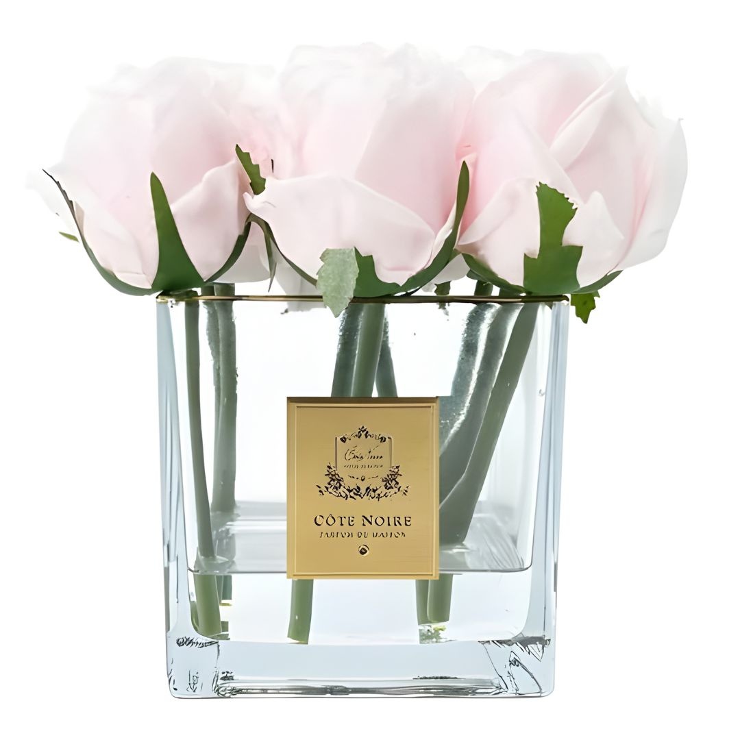 Bouquet 9 Roses French Pink Square Vase Clair-1