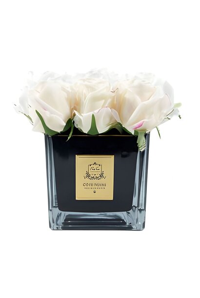 Carré 9 Roses - Blush - Vase Black avec Ecusson Gold