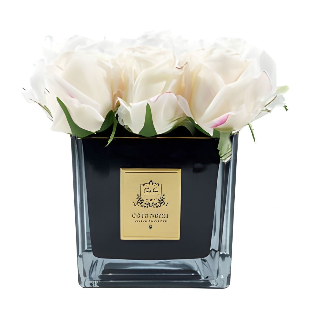 9 Roses Blush Bouquet Square Black Vase-1