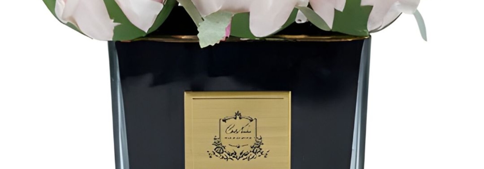 Bouquet 9 Roses Square Small Vase Noir - French Pink