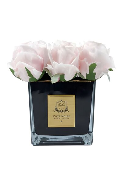 Bouquet 9 Roses Square Small Vase Noir - French Pink