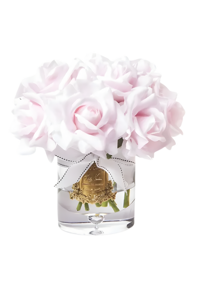 Grand Bouquet French Pink Roses Clear Vase
