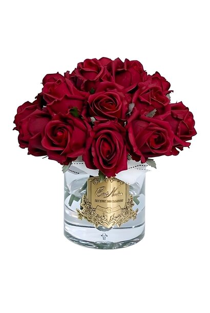 Grand Bouquet Boutons de Roses Rouge Vase Clair